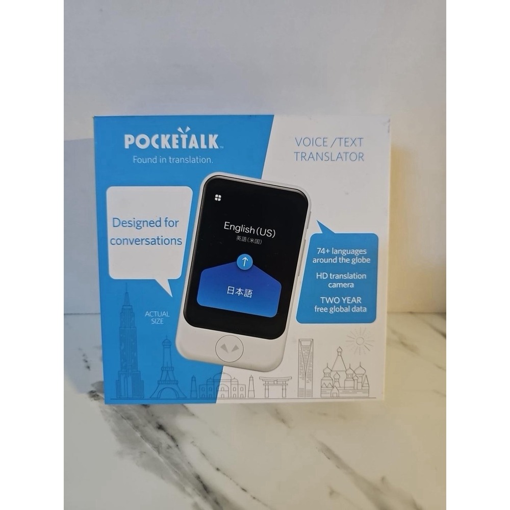 Pocketalk Voice & Text Translator 74+ Languages White w/ Box & USB-C Cable